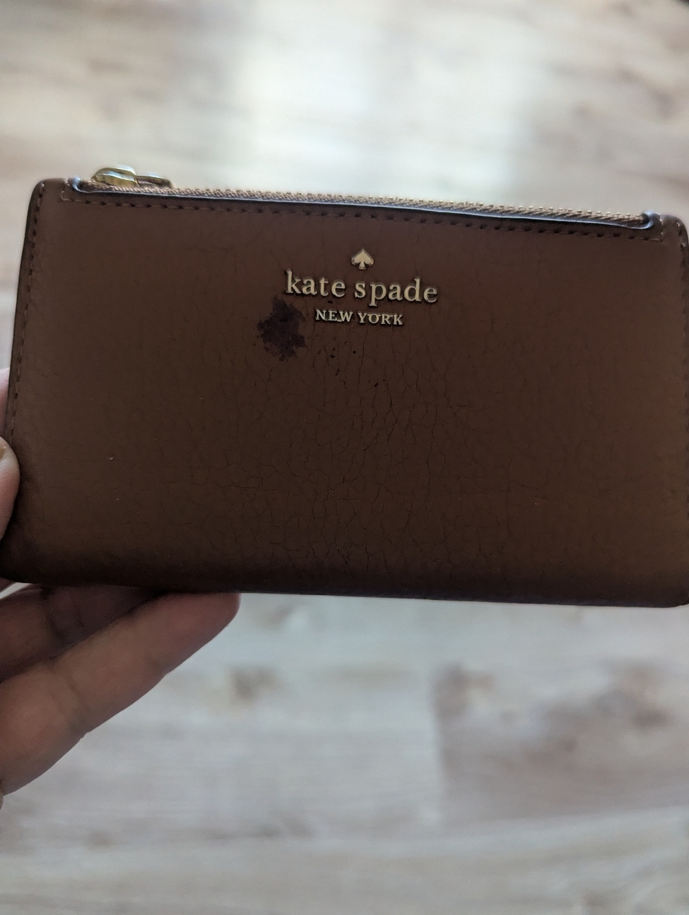 Kate Spade New York Small Slim Brown Leather Bifold Wallet